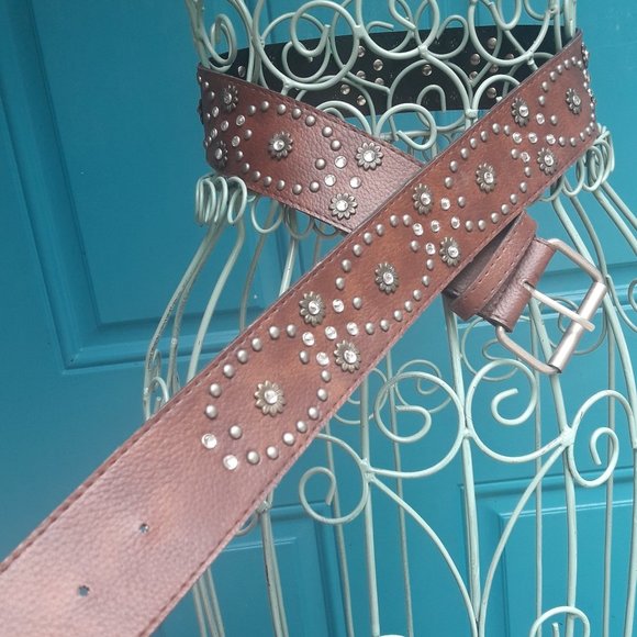 Studded Belt Wide Crystal and Metal Studs Belt NWO T - Picture 7 of 7